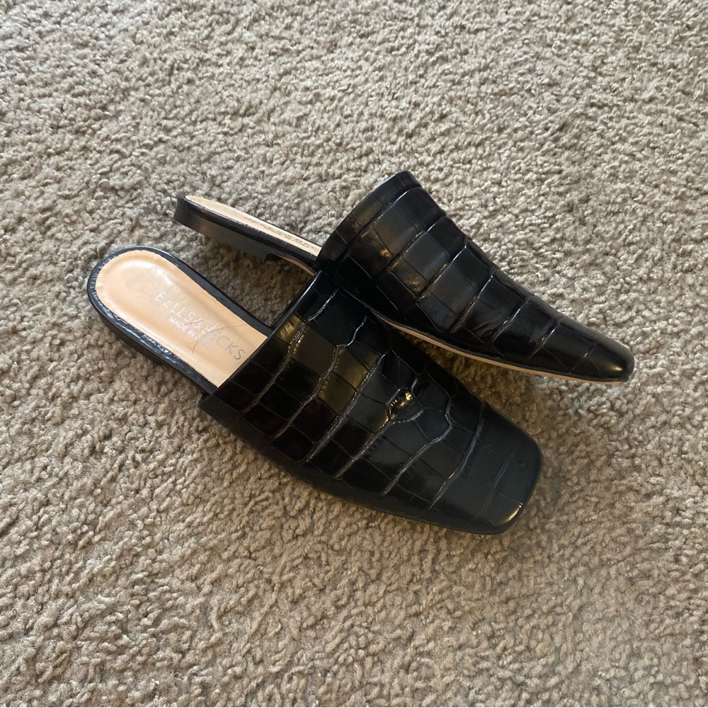 Bells and Becks Serena Croc Crocodile Embossed Slides Mules VGUC Size EU 38.5